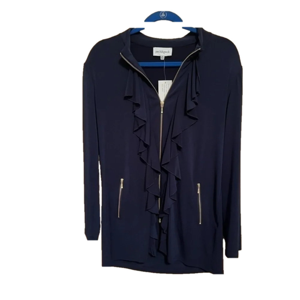 PECK & PECK~NICE WEIGHT~JACKET~ NAVY~NWOT